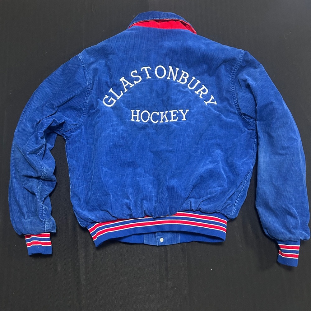 Vintage Rennoc Glastonbury Hockey Corduroy Varsity Jacket Blue Mens Large 44-46